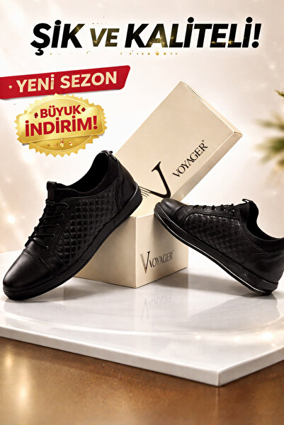 Voyager Мъжки спортни обувки от естествена кожа ЧЕРЕН