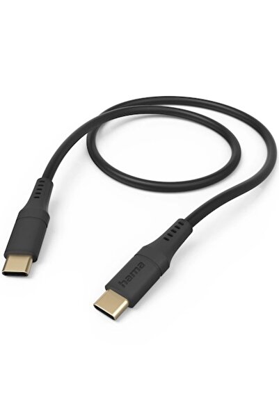 Hama Cablu de încărcare flexibil, USB-C - USB-C, 1,5 m, silicon, negru