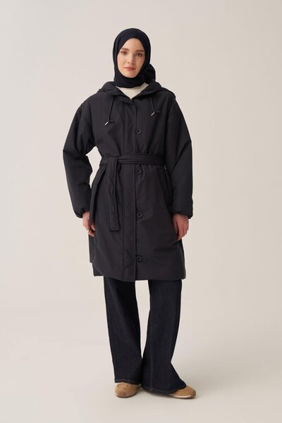 ALLDAY Navy Blue-Belted Relax Inflatable Coat