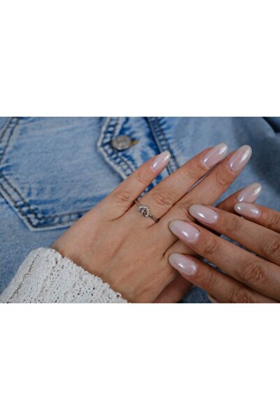 ATELİER TUĞBA خاتم YZK237 قابل للتعديل بتفاصيل على شكل قلب مرصع بالأحجار