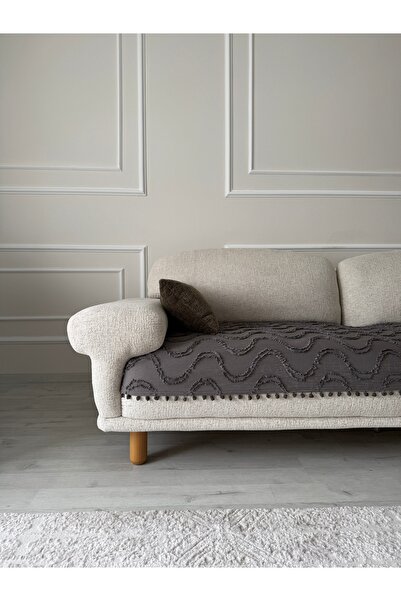 Bohem Dalgalı Ponponlu Püsküllü Koltuk & Çekyat Kanepe Örtüsü – Dalgalı Model (90x200 cm)