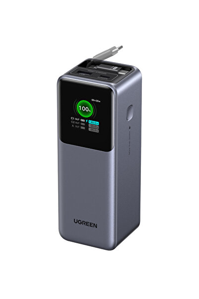 Ugreen Nexode Pro 20.000 mAh 165W USB-C Makaralı Dahili Kablolu Hızlı Şarj Po...
