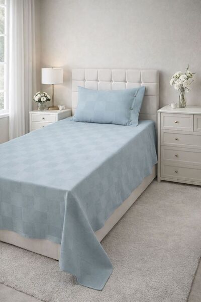 AHSEN TASARIM Ellsi Button-Detail Single Pique Set and Bedspread