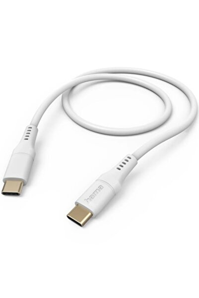Hama Cablu de încărcare flexibil, USB-C - USB-C, 1,5 m, silicon, alb