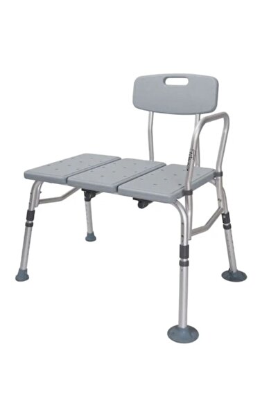 Timago Scaun de baie cu spătar, Timago, argintiu, 67x41cm, înălțime reglabilă