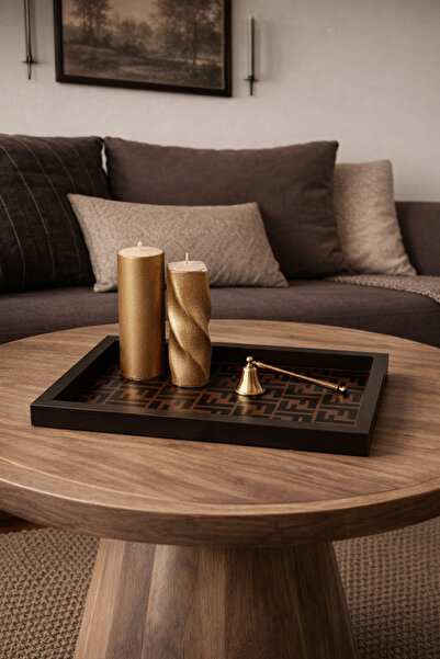 DEKORMED Brown Branded Patterned Premium Decorative Presentation Tray/Organizer