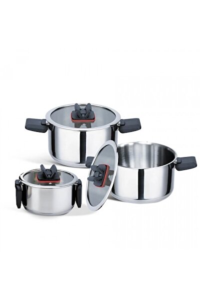 Maestro Комплект от 3 тенджери с капак, Maestro, 16/20/24 см, 1.5 л/3.5 л/6.6...