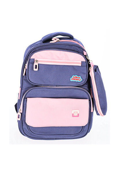 PIGNA Rucsac Funtasy Gradul 0, bleumarin, roz, cu penar, 4 fermoare