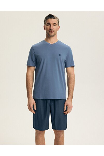 Henderson Men's Classic Pajamas Set T-Shirt & Shorts Elegant Minimalistic 100...