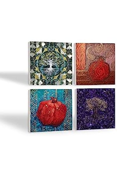 Nacario Nrcrioshop Tree of Life, Pomegranate Stone Coaster Set - 4 Pieces - D...