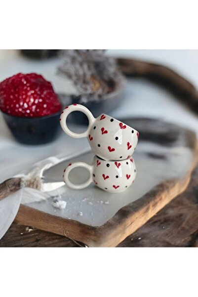 Nacario Nrcrioshop Special Embossed Heart 2-Pack Handmade Ceramic Mug 1201248