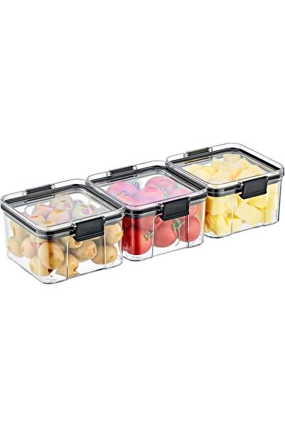 Nacario Nrcrioshop Acrylic Lockable Square Storage Container 500ml 3 Pieces, ...