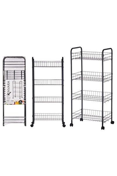 kinvara Raft organizator metalic pentru bucatarie, 4 niveluri, cu roti, pentr...
