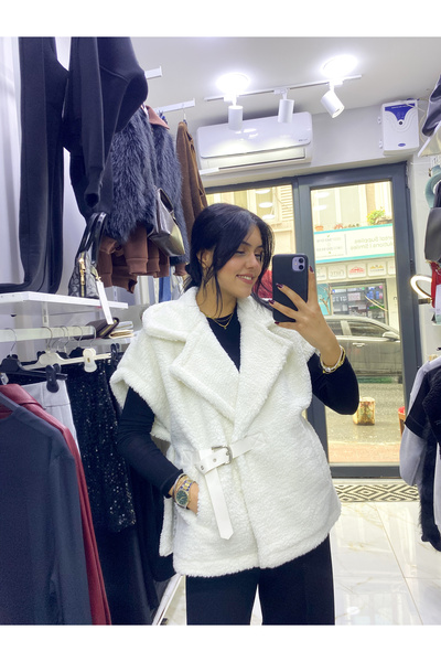 Krc Atelier Kadın Peluş Kemer Detaylı Yelek