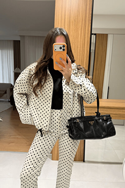 Gizem Ecemiş Viola Ekru Puantiyeli Ceket