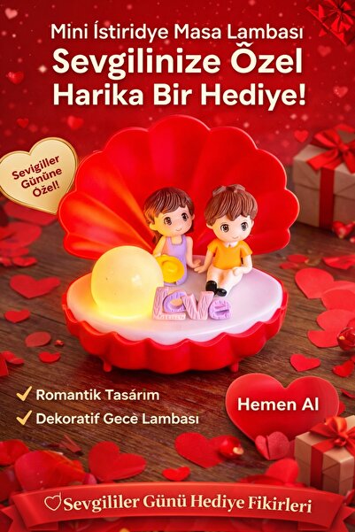 Two Two Sevgililer Günü Müzikli Işıklı İstiridye Gece Lambası–Romantik Aşk Te...