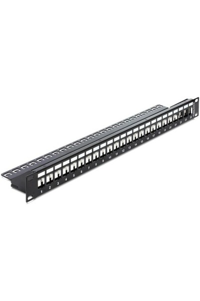 DELOCK Patch Panel Keystone, pentru rack de 19", 24 de porturi, negru