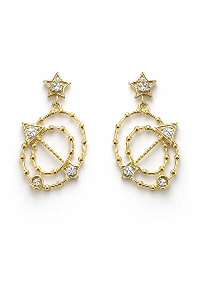 Leo'Stone Xuping Gold Color Hoop Star Zircon Stone Detailed Steel Earrings