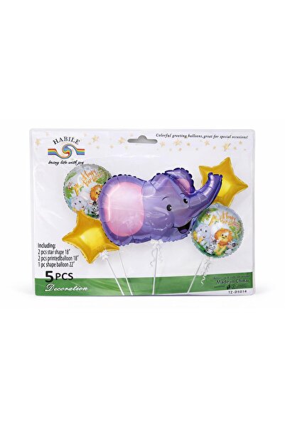 Vivian Fireworks Group Safari Foil Balloon Set – Happy Birthday with Giraffe ...