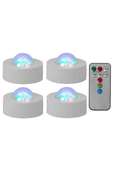 Party Pachet cu 4 Mini Astro RGB cu stroboscop și telecomandă