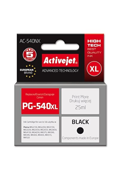 ActiveJet Мастилена касета AC-540NX, резервна за Canon PG-540XL, 25 мл, черна