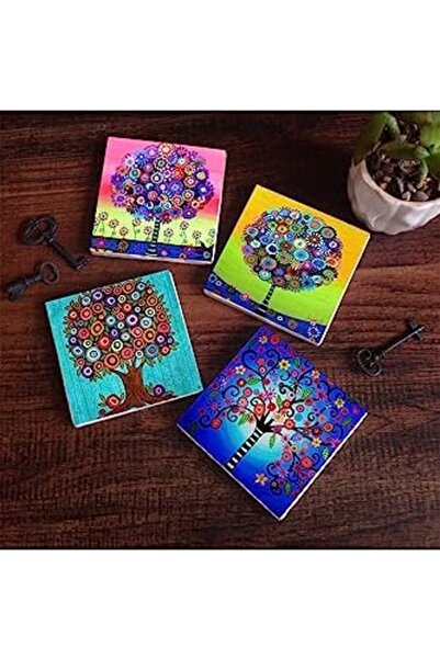 Nacario Nrcrioshop Tree of Life Stone Coaster Set - 4 Pieces - Decorative, Ru...