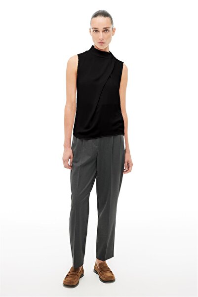 Perspective Black Degaje Collar Blouse