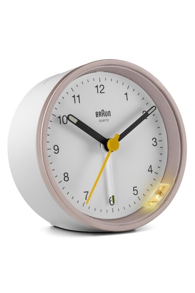Braun BC12 Alarm Clock, Analog, Pink and White