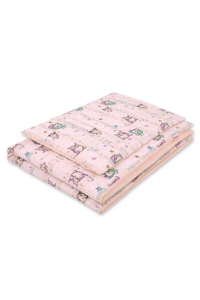 Other Double-sided 2-piece cotton children's bedding - powder pink owls