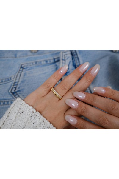 ATELİER TUĞBA خاتم YZK228 قابل للتعديل بلون واحد ومرصع بالأحجار الدقيقة