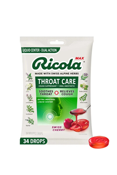 Ricola Made with Swiss Alpine Herbs Throat Care Swiss Cherry 34 Wrapped Drops