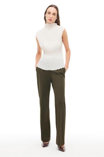 Perspective Ecru Turtleneck Blouse