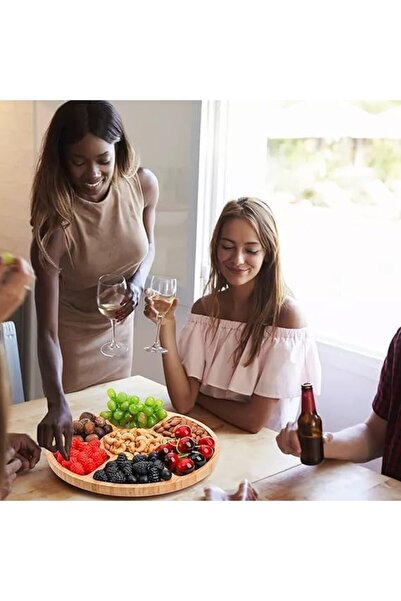 Nacario Nrcrioshop Mta Hi̇gh-Tech 7-Compartment Serving Plate, 12" B Bamboo P...