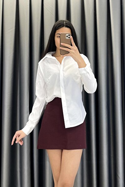 Mistix Hidden Button Detail Basic Shirt - Ecru Ekru