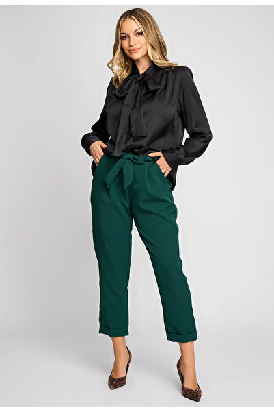 OEM Elegant shirt, Petal satin blouse, with front bow