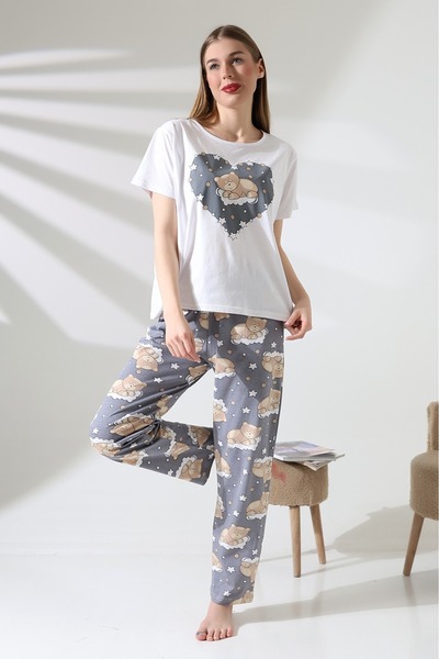 DİVİSTA Set pijamale imprimate pentru femei – Set de sus și de jos – Îmbrăcăm...