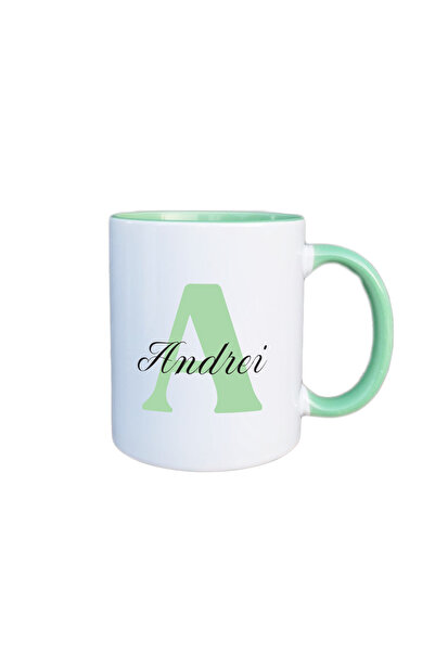 AFFIX THE DIFFERENT PERSPECTIVE Personalized mug, white with green interior a...