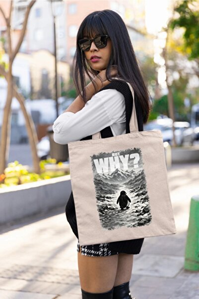 GİFTORA Nihilist Penguin - but Why - Raw Cloth Bag