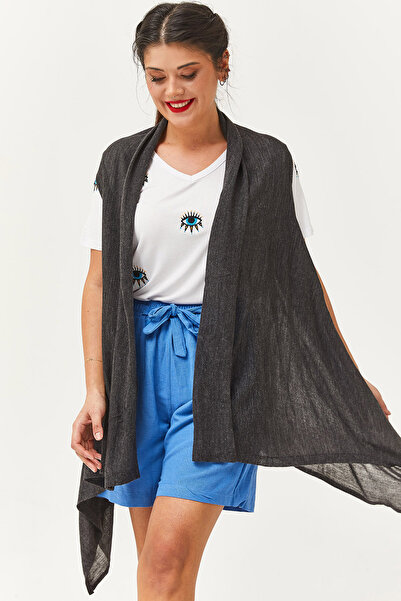 LE CARAMBOLE Women's Gray Sleeveless Slim Knitwear Cardigan