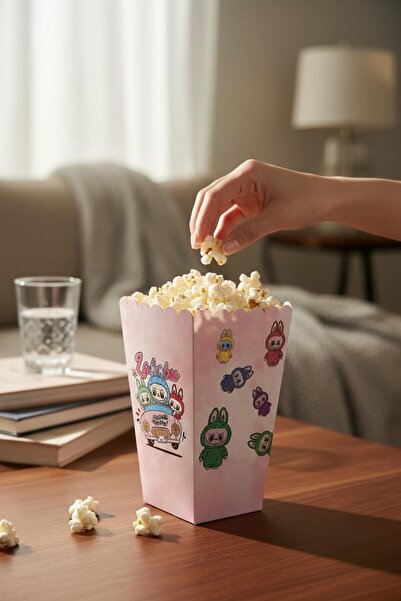 Cadde Süs علبة ذرة بوبكورن بتصميم لابوبو تحتوي على 8 قطع