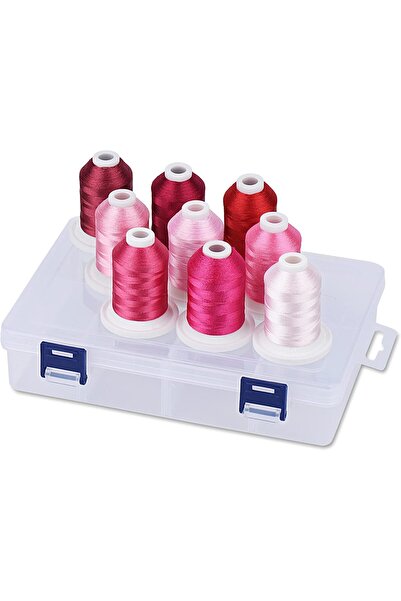 Simthread Embroidery Thread Set 9 Spools - 730 m, Multicolor, Storage Box, Ro...