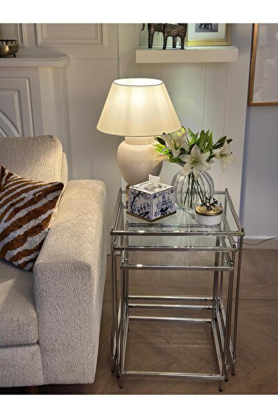 Dekordan House Kare Gümüş Paslanmaz Çelik 3'lü Zigon