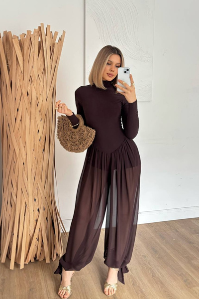 Love Fab Zr Model Tulle Pants Basic Jumpsuit with Shorts