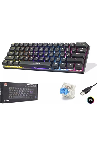 HADRON G509B Kablolu Oyuncu Mini Klavye Mekanik Blue Switch Rgb Q Siyah