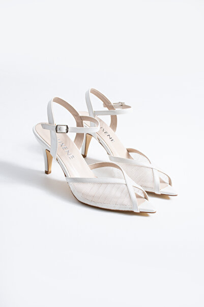 RUXENE LUMİ SİVRİ BURUN 7 CM TÜL GÖRÜNÜMLÜ GELİN AYAKKABISI