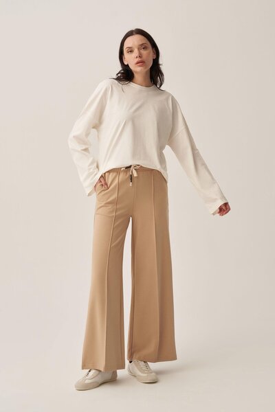 ALLDAY Beige Cotton Ribbed Sweatpants