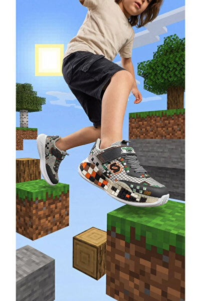 Cozi company Günlük Erkek Çocuk Siyah Füme Minecraft Temalı Spor Ayakkabı