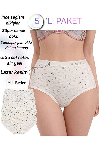 UN REAL Yüksek Bel Baskılı Kadın Külot – İz Yapmayan, Yumuşak Pamuklu Viskon ...