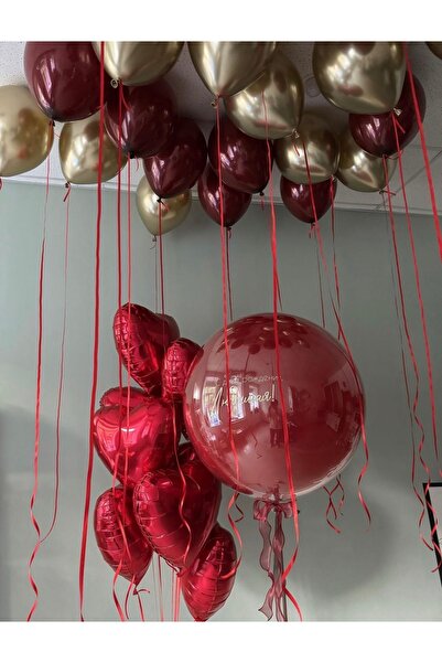 Çemrek Süs Parti Helyuma Compatible Foil Heart Balloon and Jumbo Balloon Set ...