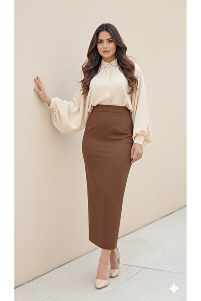 CNG MODA Elastic Waist Scuba Pencil Skirt